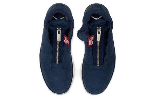 Nike Air Jordan 1 High Tops Zip Retro Basketball Sko Til Damer Mørkeblå Blå