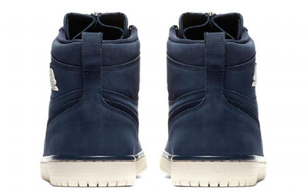 Nike Air Jordan 1 High Tops Zip Retro Basketball Sko Til Damer Mørkeblå Blå