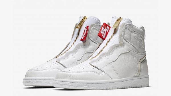 Nike Air Jordan 1 High Tops Zip Sko Til Mænd Hvid