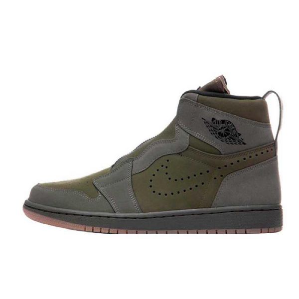 Nike Air Jordan 1 High Tops Zip Sko Til Mænd Olivengrøn
