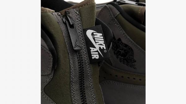 Nike Air Jordan 1 High Tops Zip Sko Til Mænd Olivengrøn