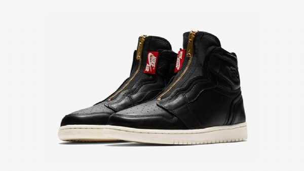 Nike Air Jordan 1 High Tops Zip Sko Til Mænd Sort