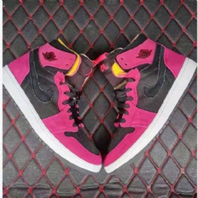 Nike Air Jordan 1 High Tops Zoom Sko Til Mænd Lyserød Sort