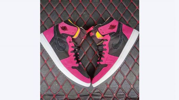 Nike Air Jordan 1 High Tops Zoom Sko Til Mænd Lyserød Sort