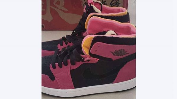 Nike Air Jordan 1 High Tops Zoom Sko Til Mænd Lyserød Sort