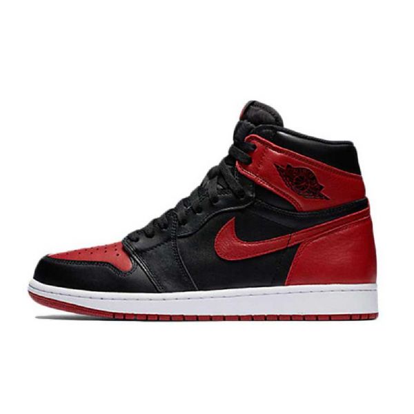Nike Air Jordan 1 Høje Overdele Brede Sko Til Mænd Sort Rød