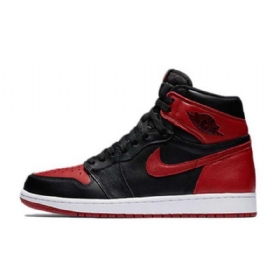 Nike Air Jordan 1 Høje Overdele Brede Sko Til Mænd Sort Rød