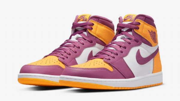 Nike Air Jordan 1 Høje Overdele Brotherhood Sko Til Damer Lilla Gul Hvid