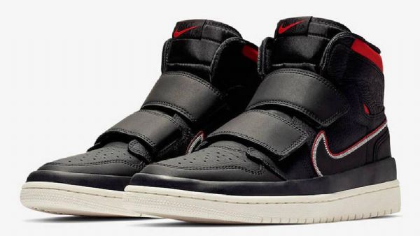 Nike Air Jordan 1 Høje Overdele Dobbelt Reima Sko Til Mænd Sort Rød