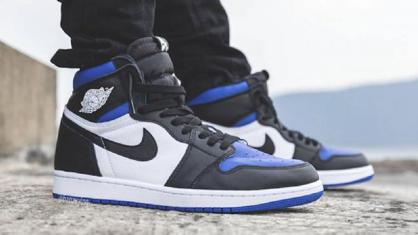 Nike Air Jordan 1 Høje Overdele Og Game Royal Sko Til Mænd Hvid Sort Blå