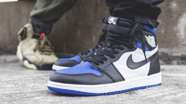 Nike Air Jordan 1 Høje Overdele Og Game Royal Sko Til Mænd Hvid Sort Blå