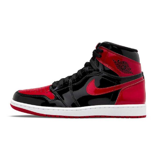 Nike Air Jordan 1 Høje Overdele Og Patent Brede Sko Til Damer Sort Rød