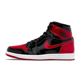 Nike Air Jordan 1 Høje Overdele Og Patent Brede Sko Til Damer Sort Rød