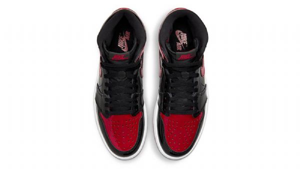 Nike Air Jordan 1 Høje Overdele Og Patent Brede Sko Til Damer Sort Rød