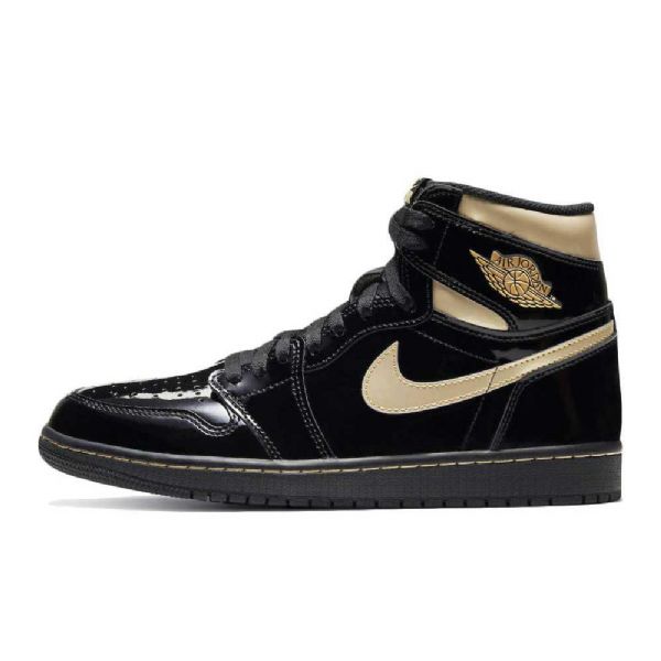 Nike Air Jordan 1 Høje Overdele Og Patentsko Til Mænd Sort Guld
