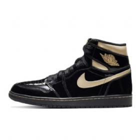 Nike Air Jordan 1 Høje Overdele Og Patentsko Til Mænd Sort Guld