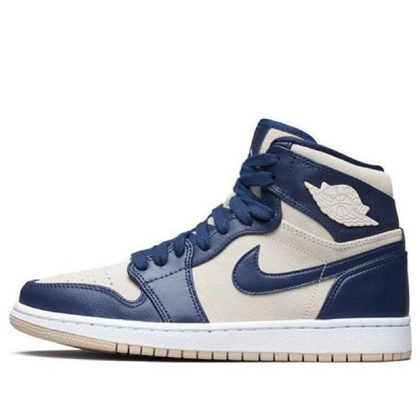 Nike Air Jordan 1 Høje Overdele Retro Basketball Sko Til Damer Mørkeblå Whipped Cream