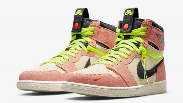 Nike Air Jordan 1 Høje Overdele Switch Volt Sko Til Mænd Lyserød
