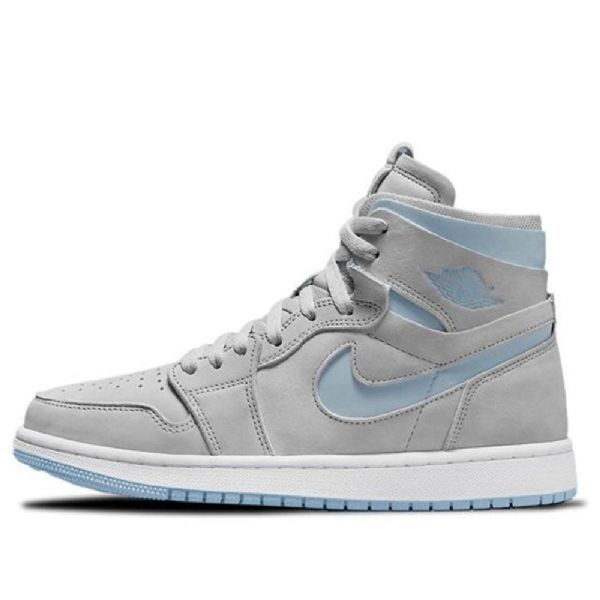 Nike Air Jordan 1 Høje Overdele Zoom Comfort Retro Basketball Sko Til Damer Grå Lyseblå