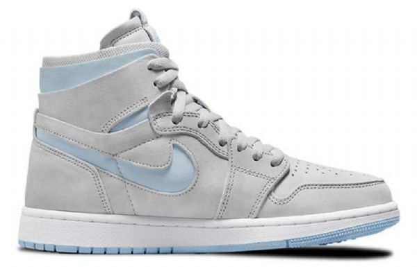 Nike Air Jordan 1 Høje Overdele Zoom Comfort Retro Basketball Sko Til Damer Grå Lyseblå