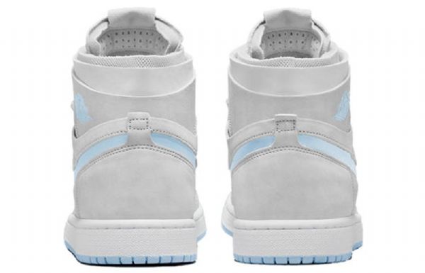 Nike Air Jordan 1 Høje Overdele Zoom Comfort Retro Basketball Sko Til Damer Grå Lyseblå