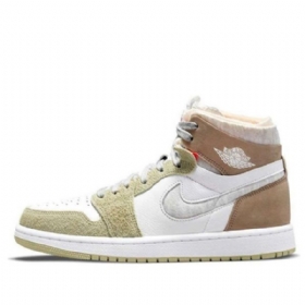 Nike Air Jordan 1 Høje Overdele Zoom Comfort Retro Basketball Sko Til Damer Olivengrøn
