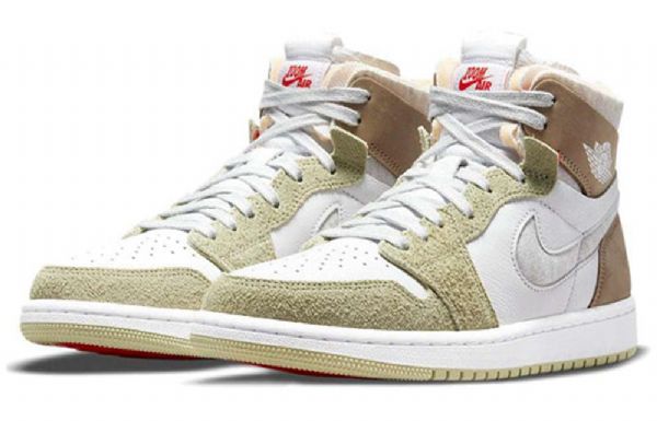 Nike Air Jordan 1 Høje Overdele Zoom Comfort Retro Basketball Sko Til Damer Olivengrøn