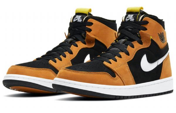 Nike Air Jordan 1 Høje Overdele Zoom Comfort Retro Basketball Sko Til Mænd Brun Sort