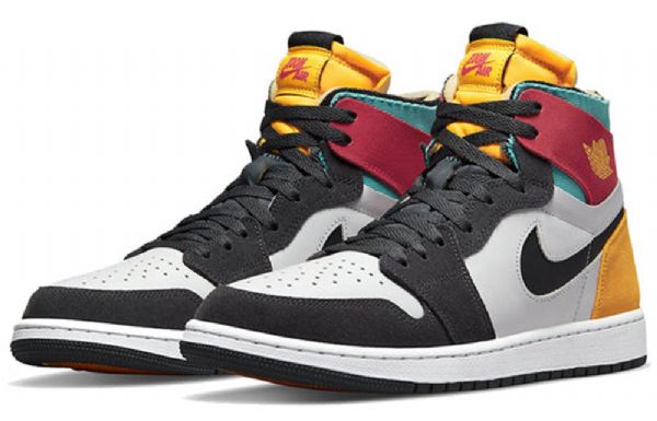 Nike Air Jordan 1 Høje Overdele Zoom Komfort Antracit Retro Basketball Sko Til Mænd Flerfarvet