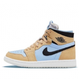 Nike Air Jordan 1 Høje Overdele Zoom Komfort Retro Basketballsko Til Damer Blå