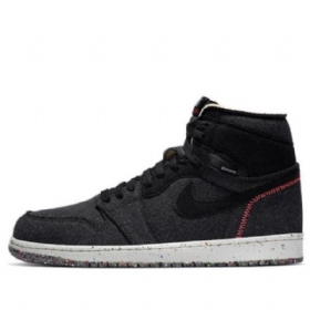 Nike Air Jordan 1 Høje Overdele Zoom Retro Basketball Sko Til Mænd Sort