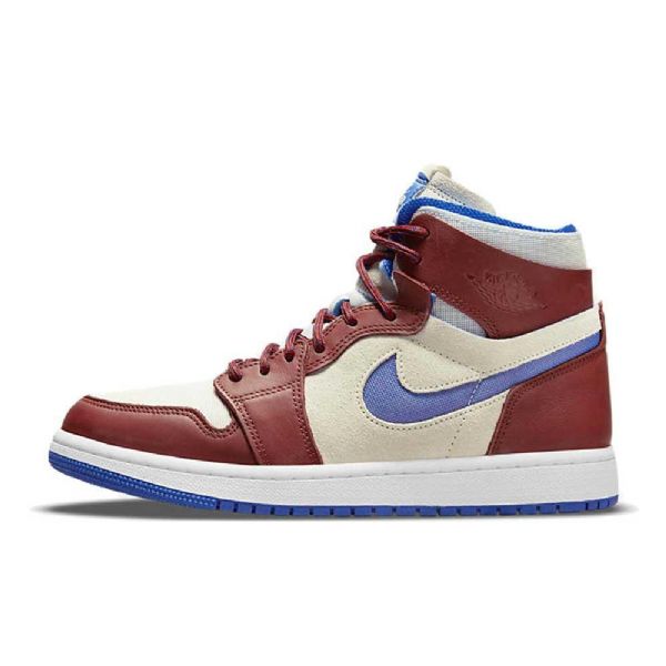 Nike Air Jordan 1 Høje Toppe Zoom cmft Ivory Sko Til Damer Burgundy Blå