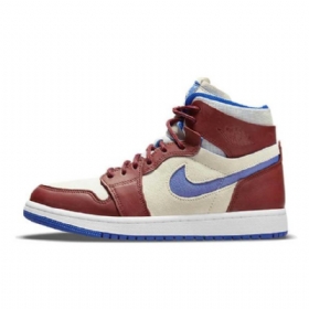 Nike Air Jordan 1 Høje Toppe Zoom cmft Ivory Sko Til Mænd Burgundblå