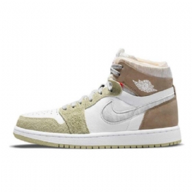 Nike Air Jordan 1 Høje Toppe Zoom cmft Sko Til Damer Hvid Khaki Mint