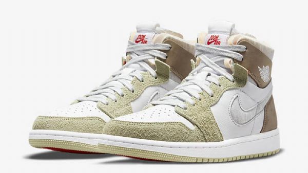 Nike Air Jordan 1 Høje Toppe Zoom cmft Sko Til Mænd Hvid Khaki Mint