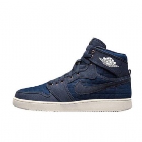 Nike Air Jordan 1 Ko Høje Overdele Og Obsidian Sko Til Mænd Mørkeblå Blå