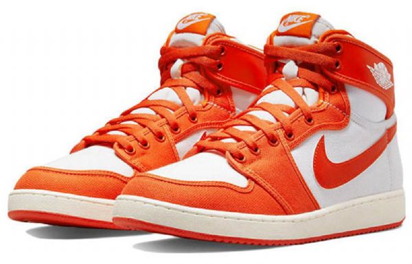 Nike Air Jordan 1 Ko Høje Overdele Retro Basketball Sko Til Mænd Orange Hvid