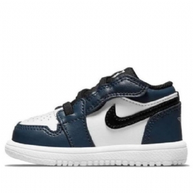 Nike Air Jordan 1 Lave Overdele Alt Td Retro Basketball Sko Til Børn Mørkeblå Blå