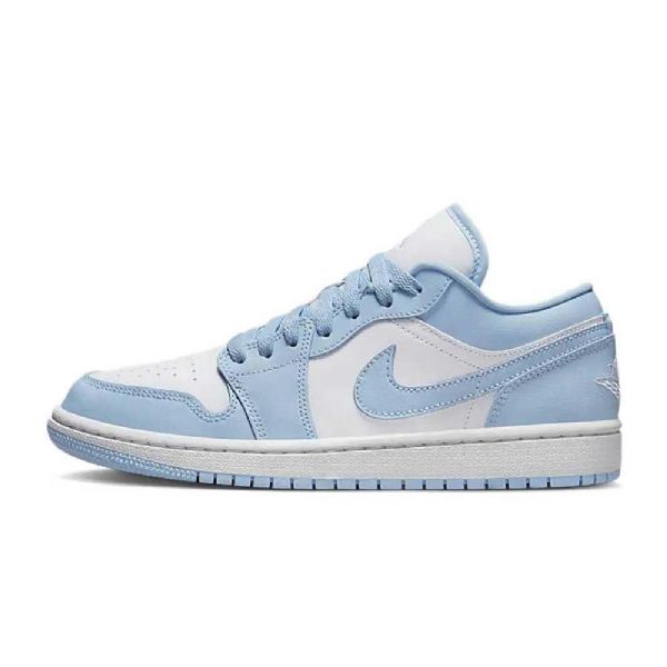 Nike Air Jordan 1 Lave Overdele Aluminium Sko Til Damer Blå Hvid
