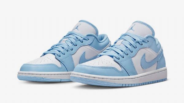 Nike Air Jordan 1 Lave Overdele Aluminium Sko Til Damer Blå Hvid