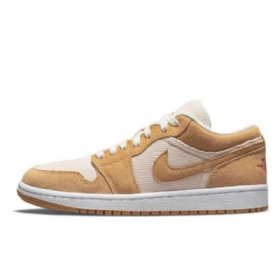 Nike Air Jordan 1 Lave Overdele Corduroy Ruskind Sko Til Damer Brun