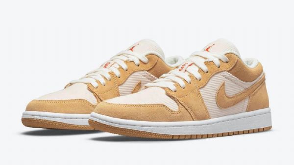 Nike Air Jordan 1 Lave Overdele Corduroy Ruskind Sko Til Damer Brun