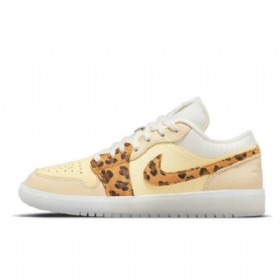 Nike Air Jordan 1 Lave Overdele Snkrs Dagsko Til Mænd Gul Leopard