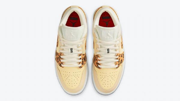 Nike Air Jordan 1 Lave Overdele Snkrs Dagsko Til Mænd Gul Leopard