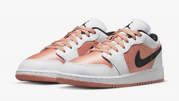 Nike Air Jordan 1 Low Toppe Gs Madder Root Sko Til Damer Lyserød Hvid