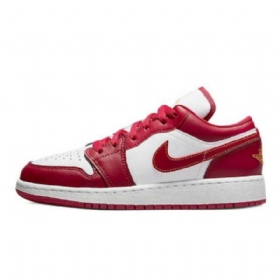 Nike Air Jordan 1 Low Toppe Gs Usc Sko Til Damer Rød Hvid
