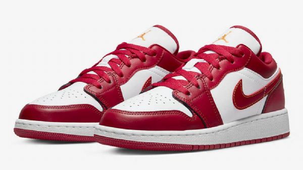 Nike Air Jordan 1 Low Toppe Gs Usc Sko Til Damer Rød Hvid