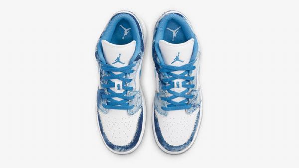 Nike Air Jordan 1 Low Toppe Gs Washed Sko Til Damer Blå