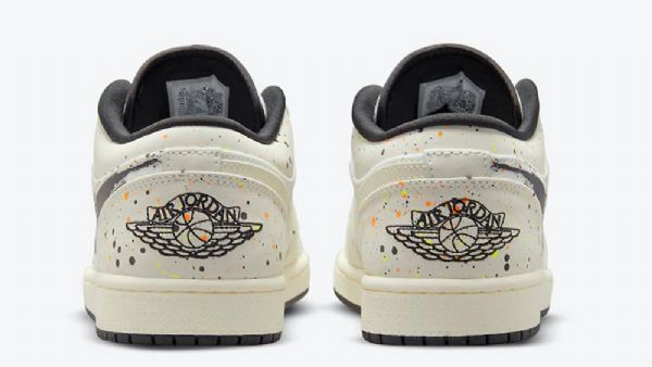 Nike Air Jordan 1 Low Toppe Maling Splatter Penselstrøg Sko Til Kvinder Khaki