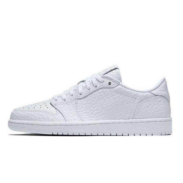 Nike Air Jordan 1 Low Toppe No Swoosh Triple Sko Til Mænd Hvid